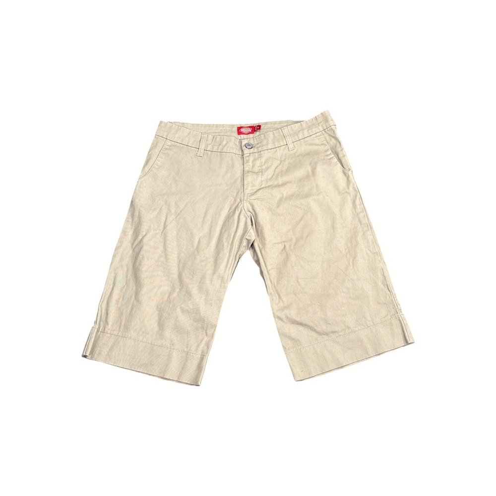 Dickies Khaki Bermuda Shorts Womens 9 Tan Flat‎ Front Workwear Casual Utility